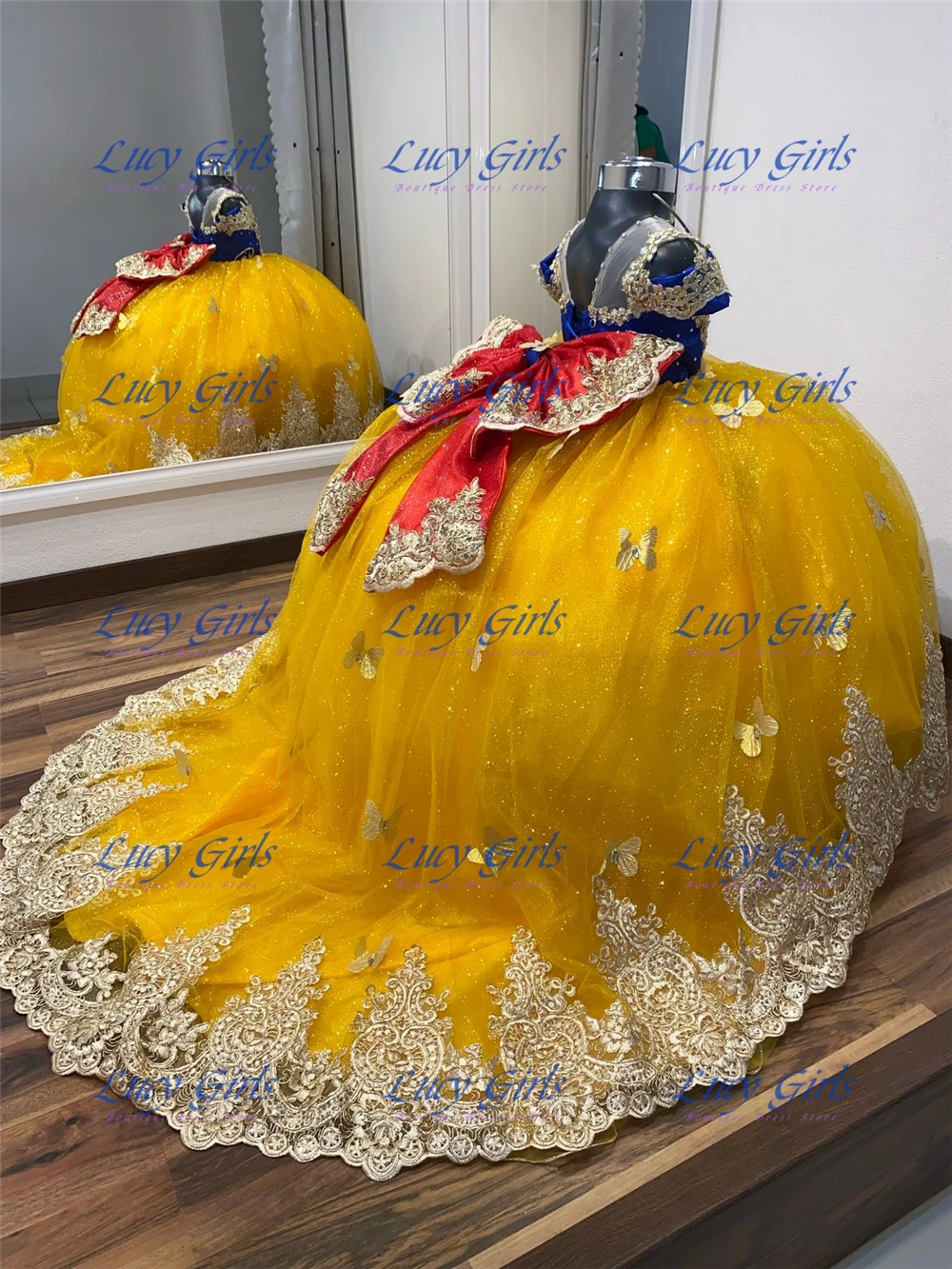 Embroidery Yellow Dress - Качественная аппликация в виде бабочки, милое