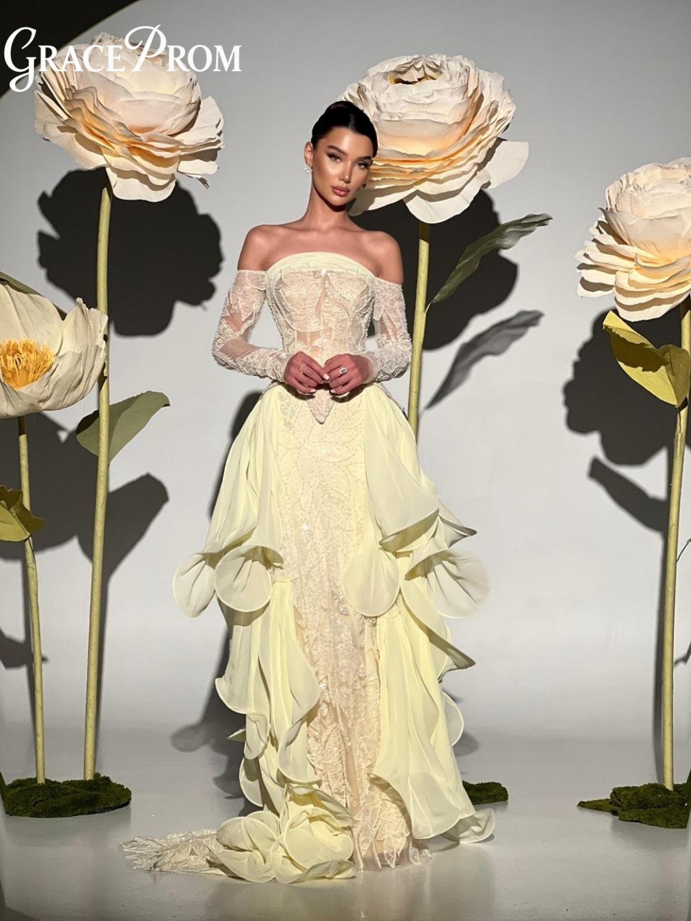Embroidery Yellow Dress - Изысканное вечернее платье-русалка 2026 года цвета
