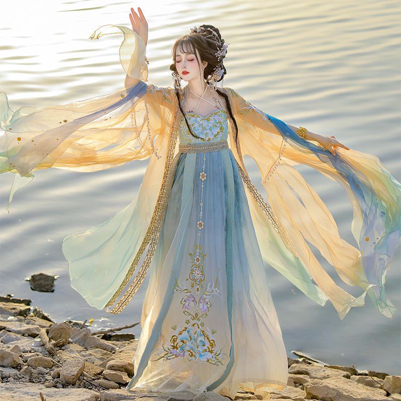 Embroidery Yellow Dress - Китайское платье ханьфу для женщин, традиционное