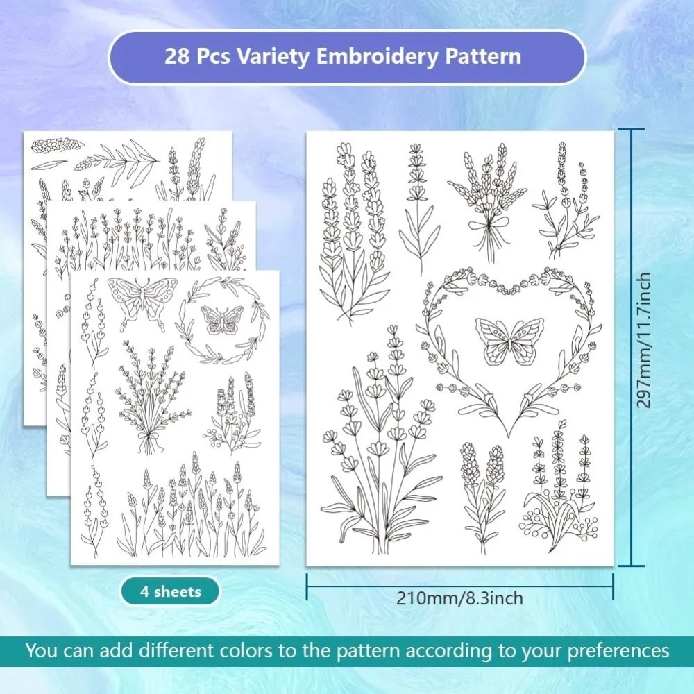 4 листа, цветок лаванды, бабоч – обзор и цена Embroidery Sheet
