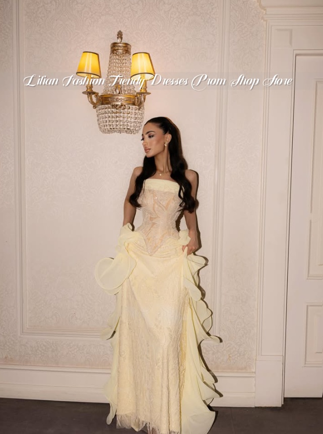 Бледно-желтое вечернее платье  – обзор и цена Embroidery Yellow Dress