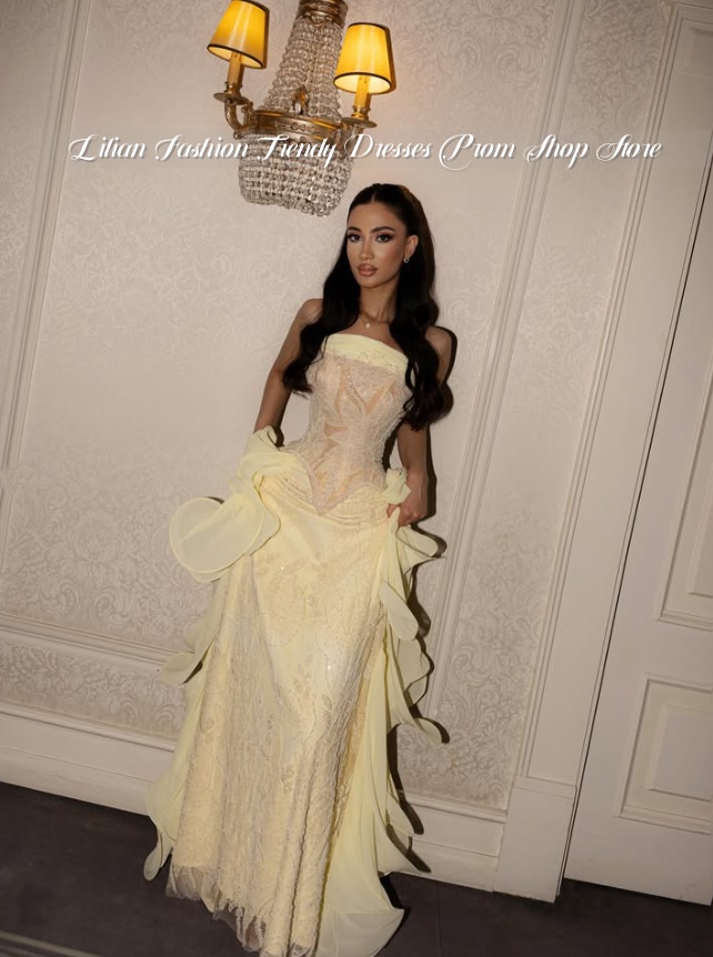 Бледно-желтое вечернее платье  – обзор и цена Embroidery Yellow Dress