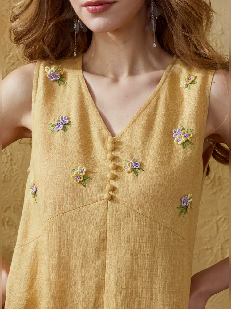 Летние длинные платья для женщ – обзор и цена Embroidery Yellow Dress