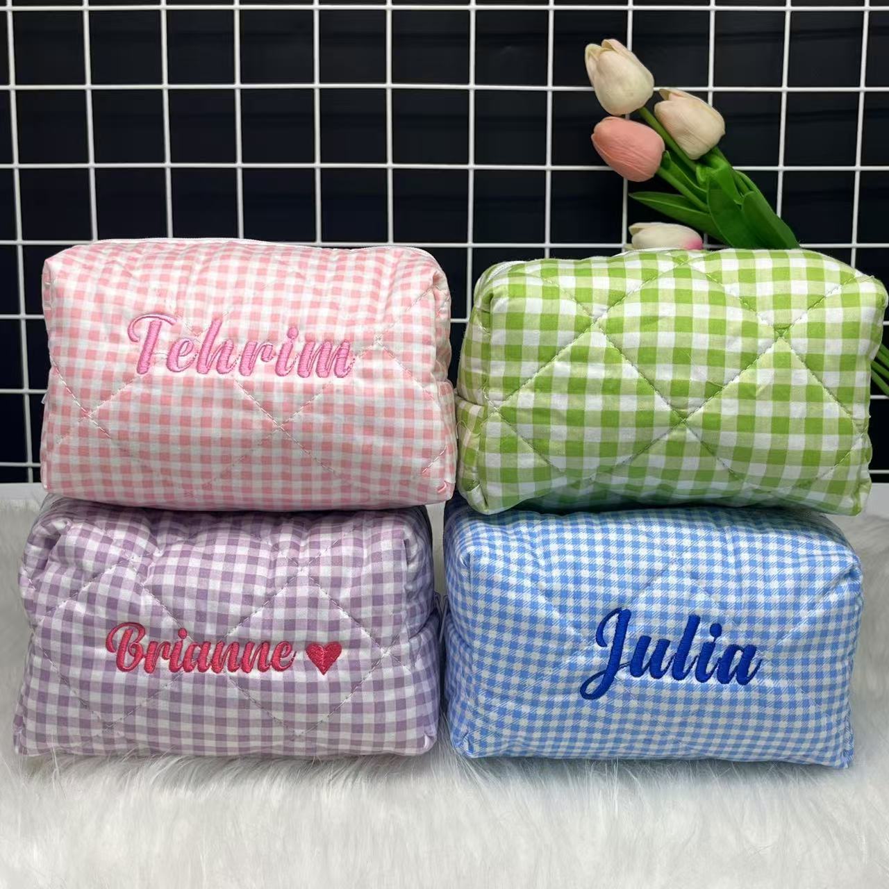Полосатая косметичка большой е – обзор и цена Embroidery Names